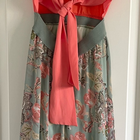 JUST ME Women’s Green/Orange Floral Sleeveless Chico 100% Polyester Dress-Size S - Picture 2 of 7